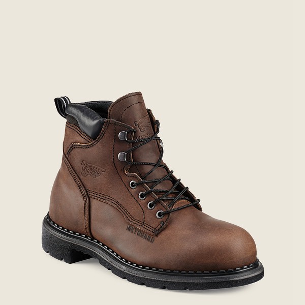 Red Wing Mens Safety Boots - Supersole® - 6-inch Waterproof Toe Metguard - Brown/Black - DQV785304